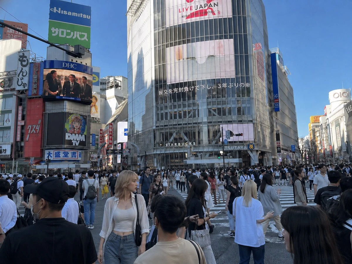 将人物自然融入涩谷街景