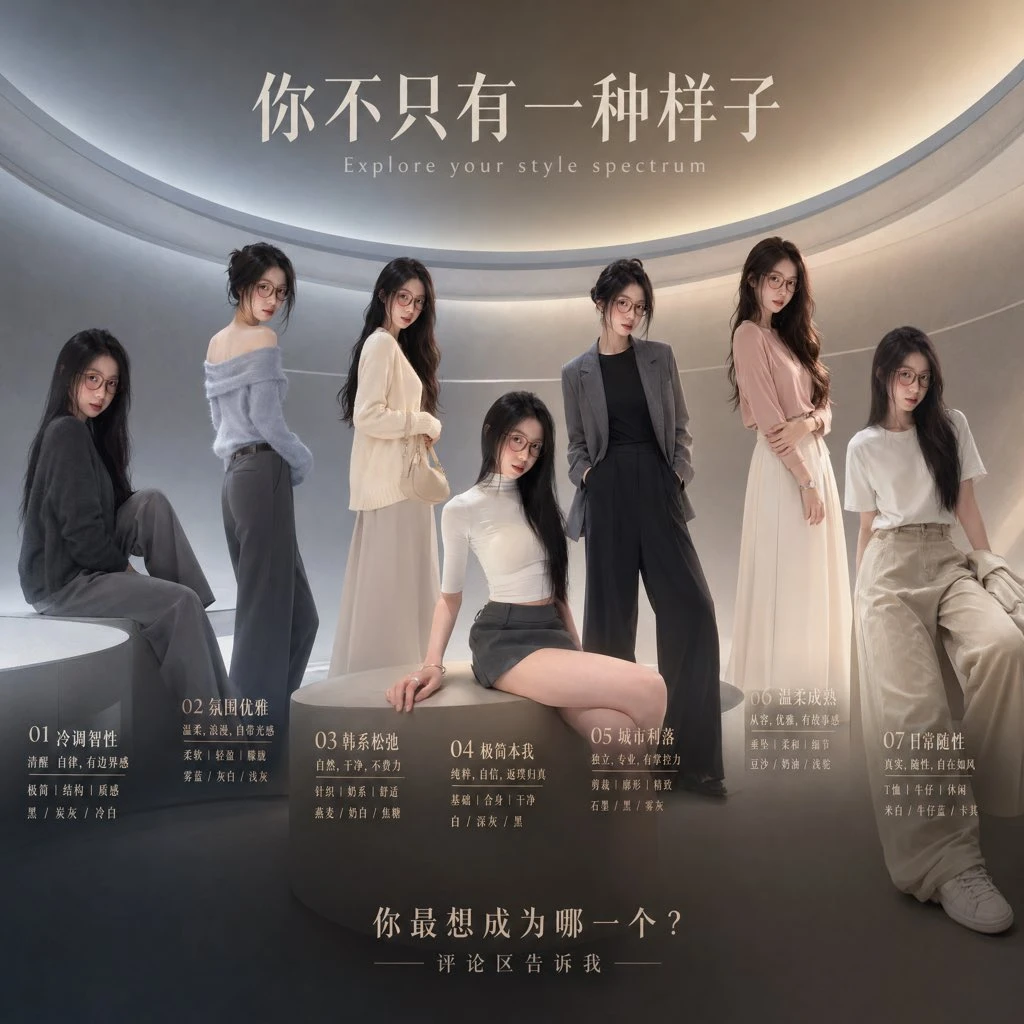 七种风格女性时尚海报