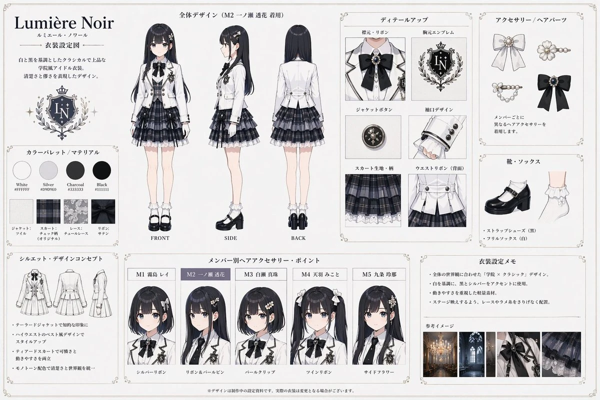 Lumière Noir偶像制服设定图