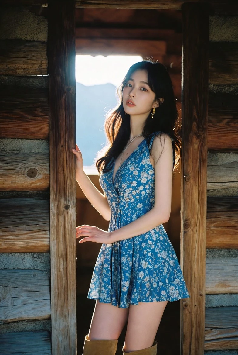 韩系女爱豆木屋光影肖像