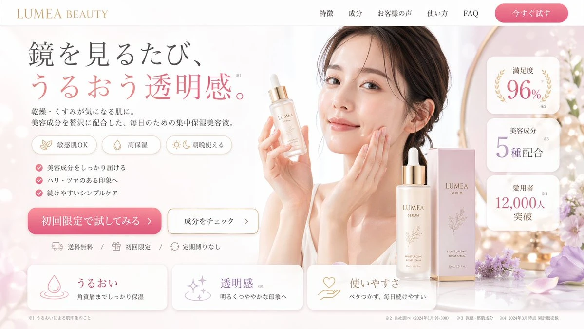 LUMEA BEAUTY保湿精华落地页