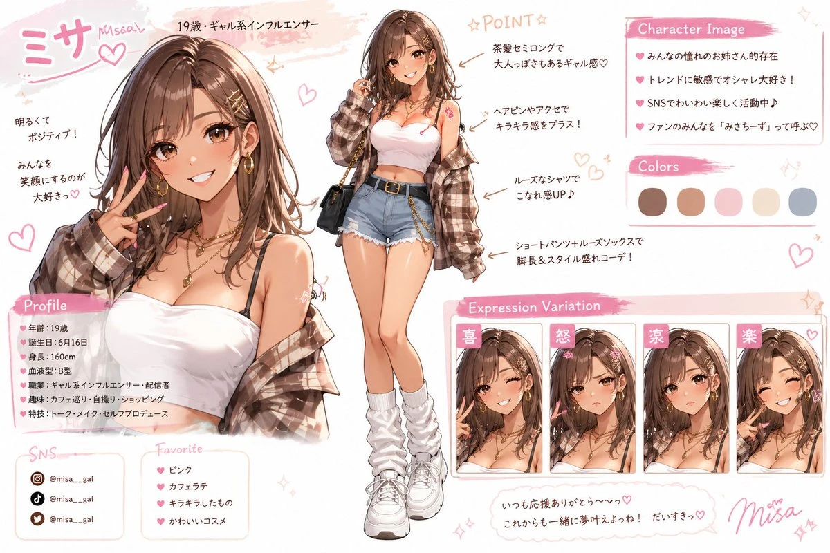 日系偶像风角色设定图