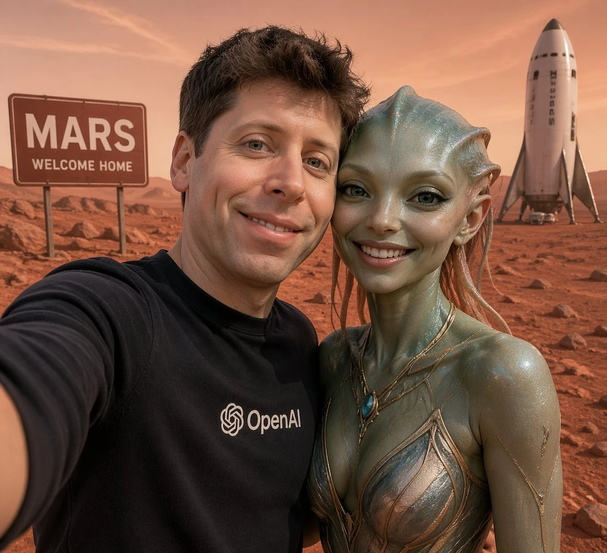 火星自拍:人类与外星人的合影