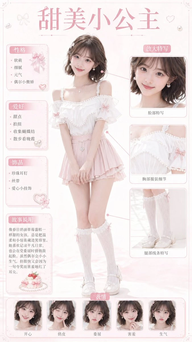 甜美小公主角色设定海报