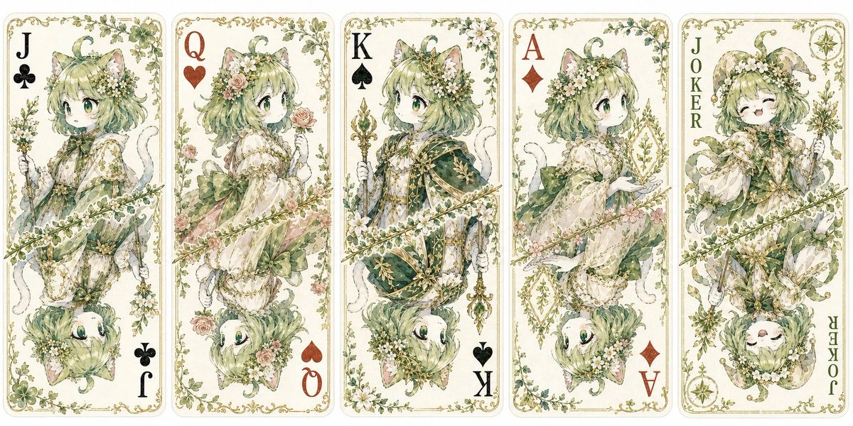 猫耳少女主题扑克牌设计