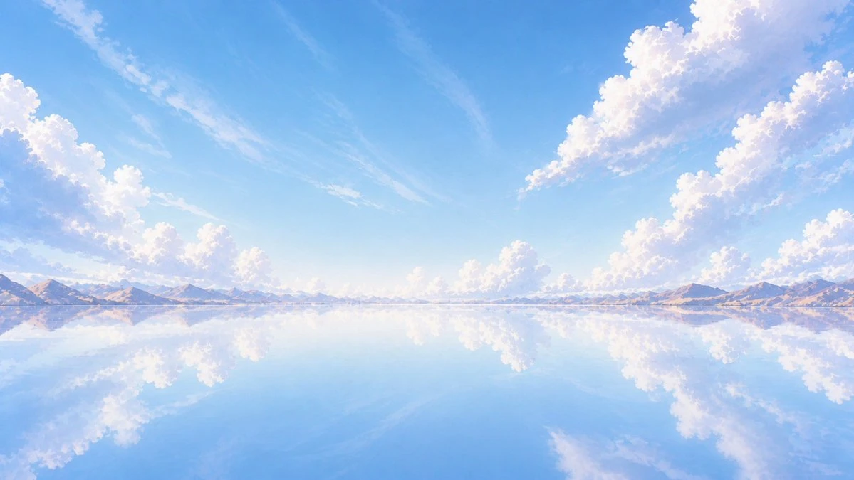 动漫风格天空湖泊背景