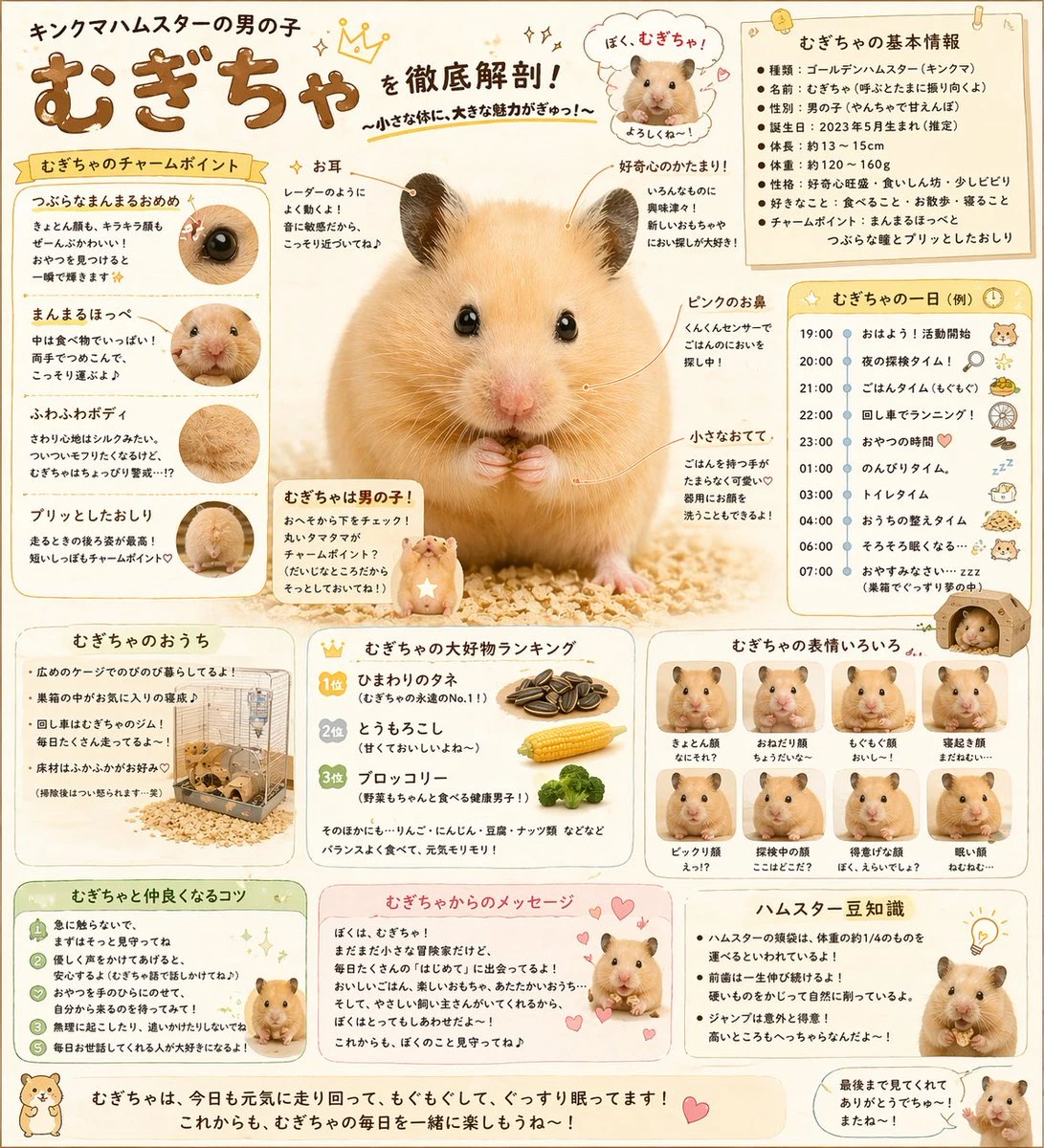 可爱仓鼠角色设定信息图