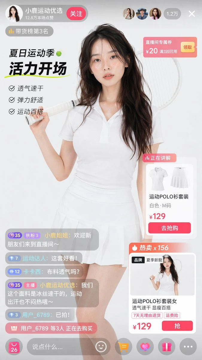 电商运动服饰直播界面
