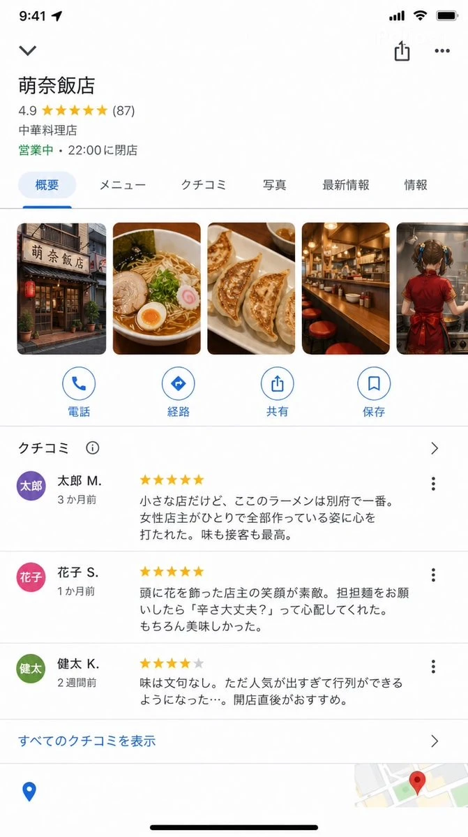 生成萌奈飯店Google地圖詳情頁
