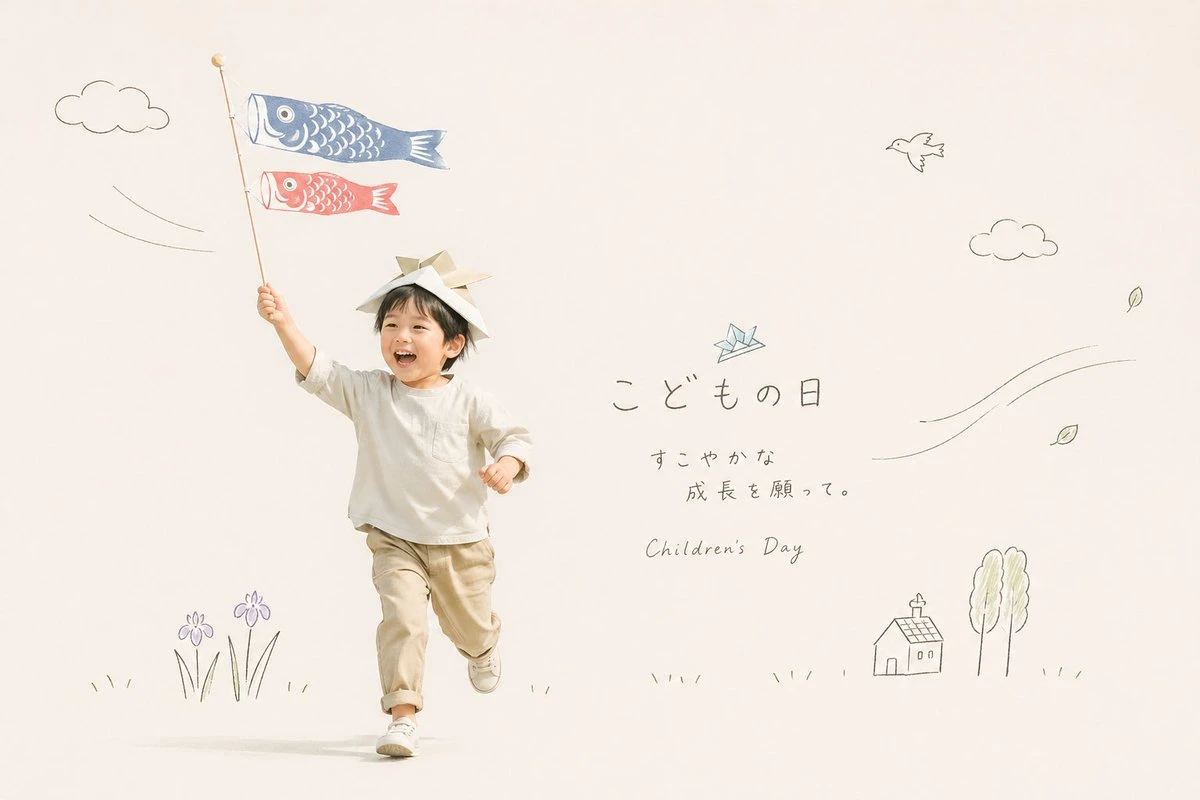 日本儿童节温馨插画海报