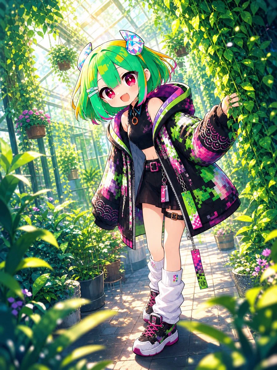 动漫少女温室时尚插画
