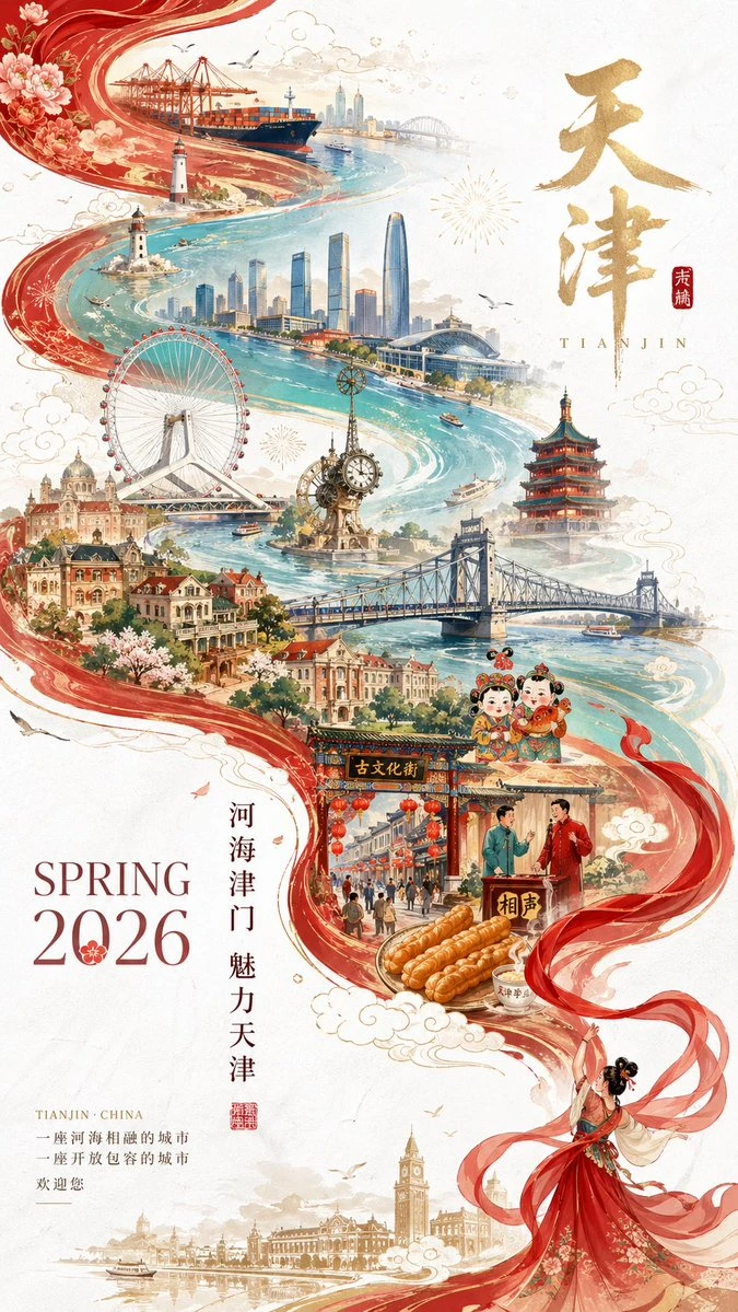 2026天津新春国潮宣传海报