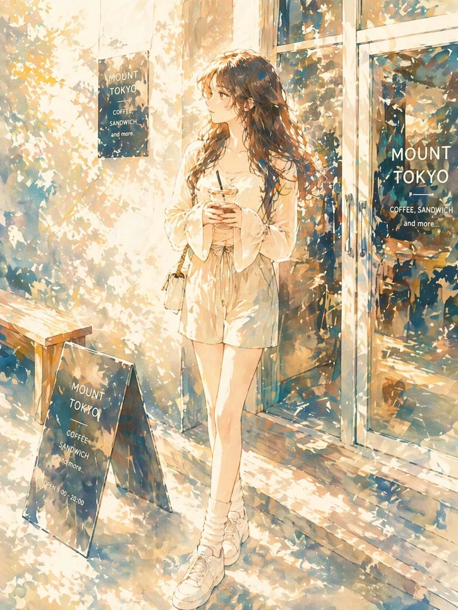 日系光影咖啡馆少女