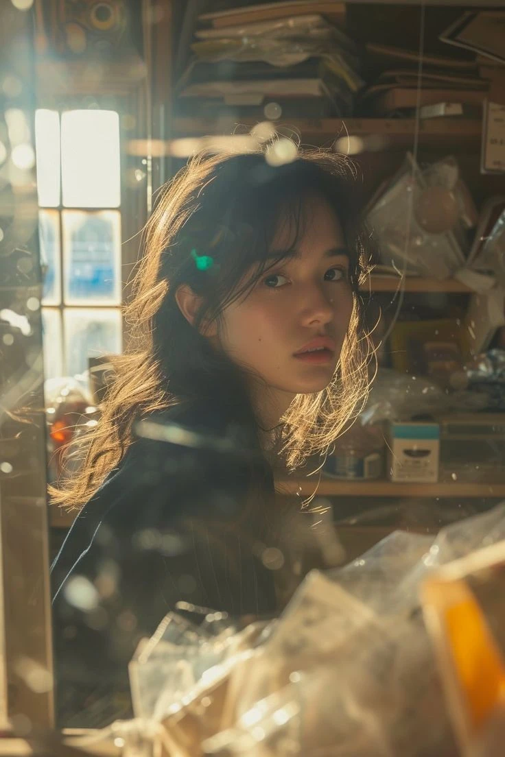 光影中的少女:窗边回眸,温暖氛围感人像
