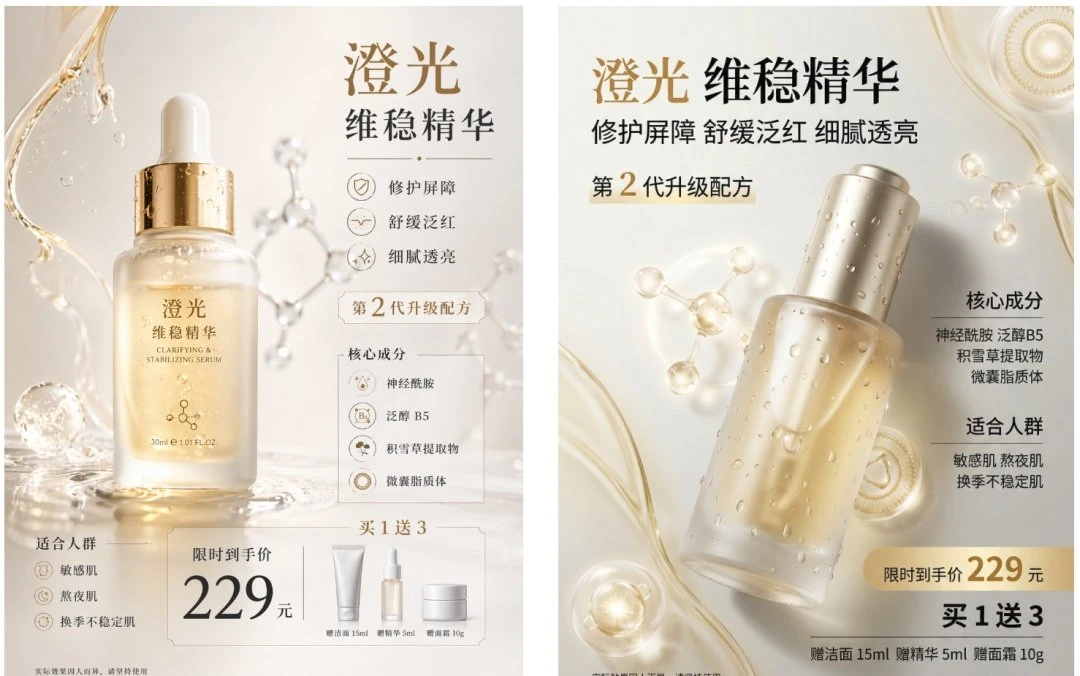 澄光维稳精华海报设计