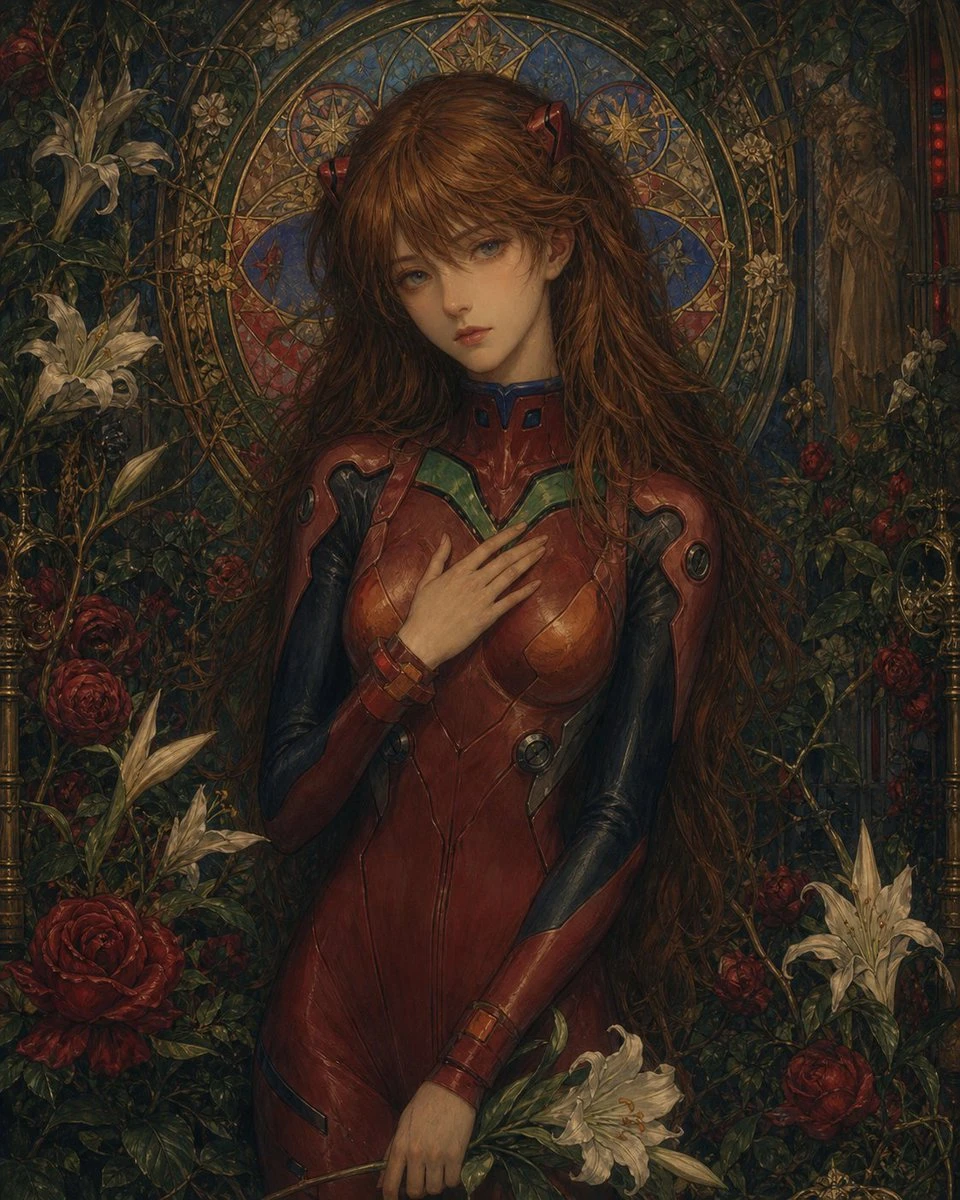 红发少女圣像油画