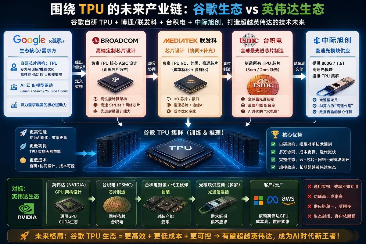 谷歌TPU产业链对比英伟达