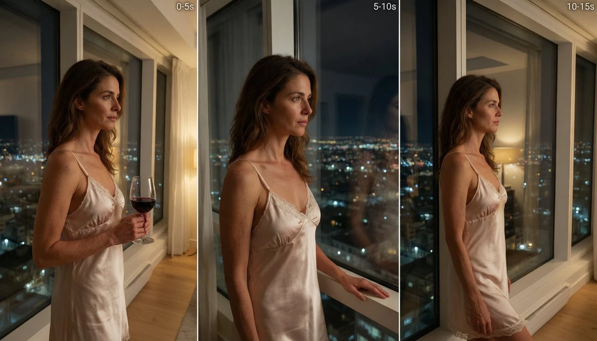 三格电影感女性夜景写真