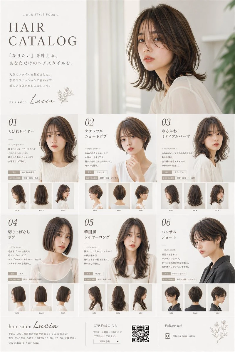 日系高端美发沙龙发型目录海报