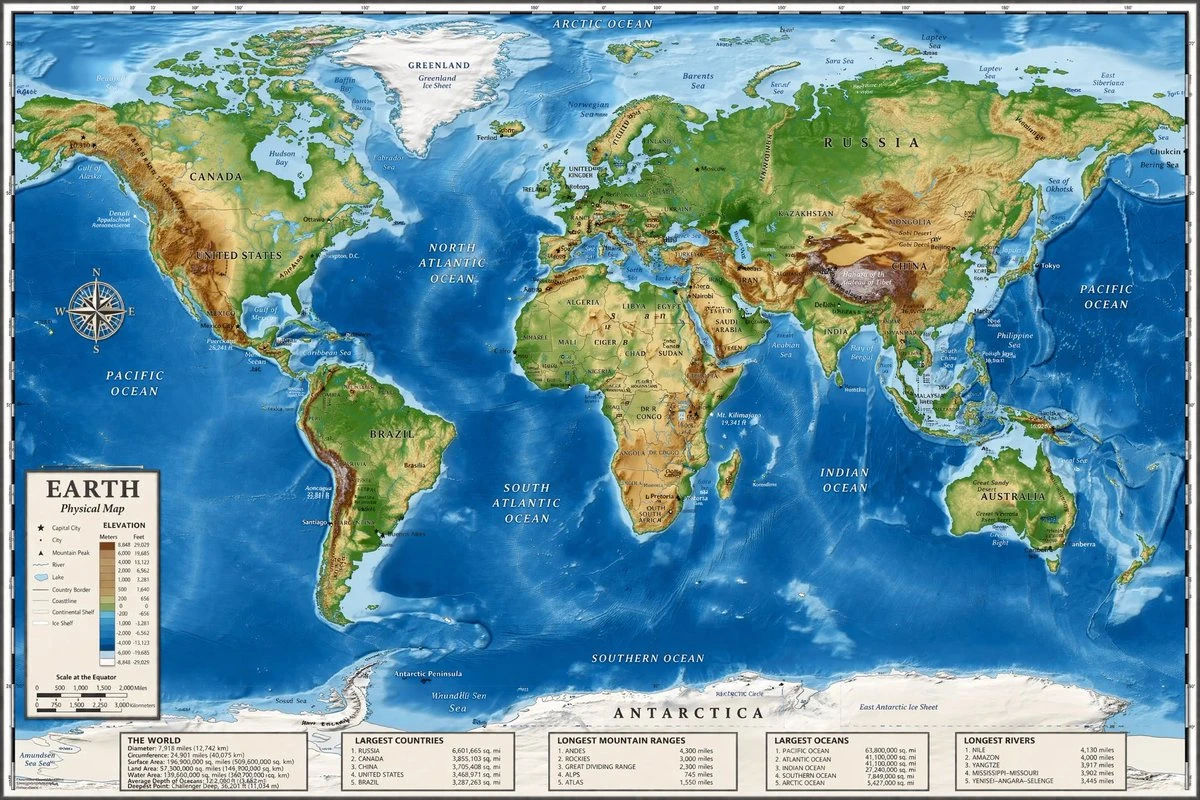 高细节世界地形图