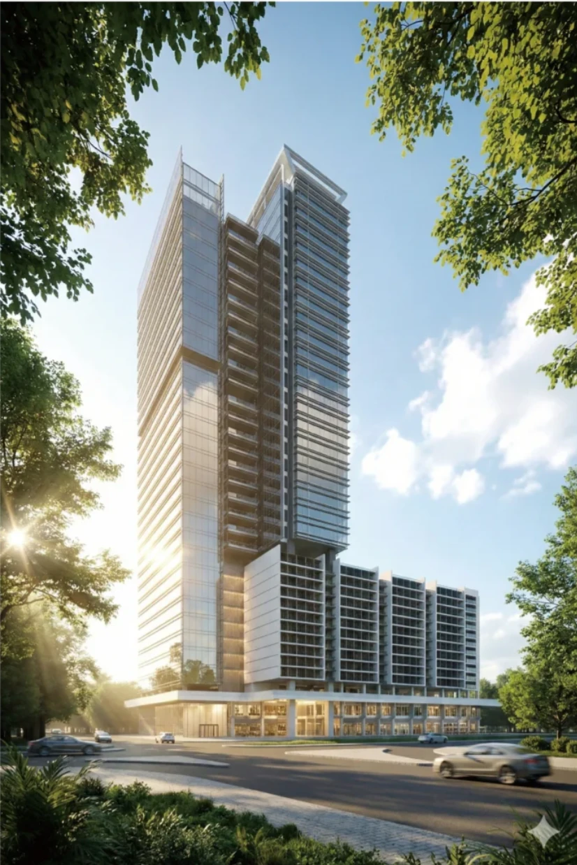 高层办公楼建筑渲染