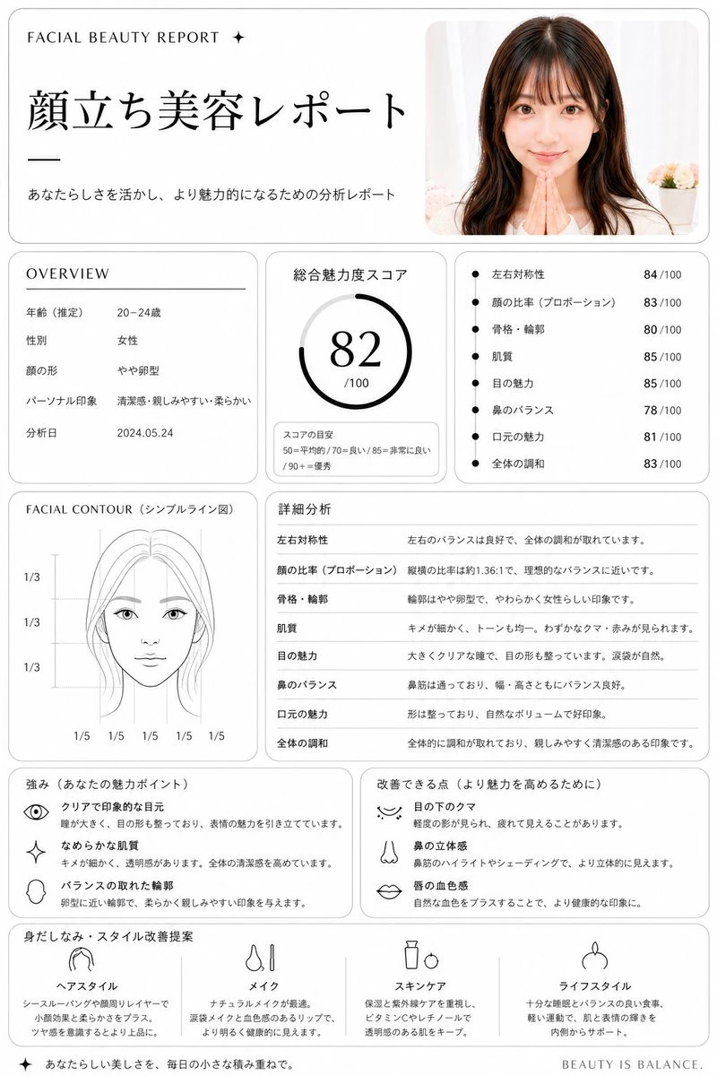极简高级感面部美容分析报告
