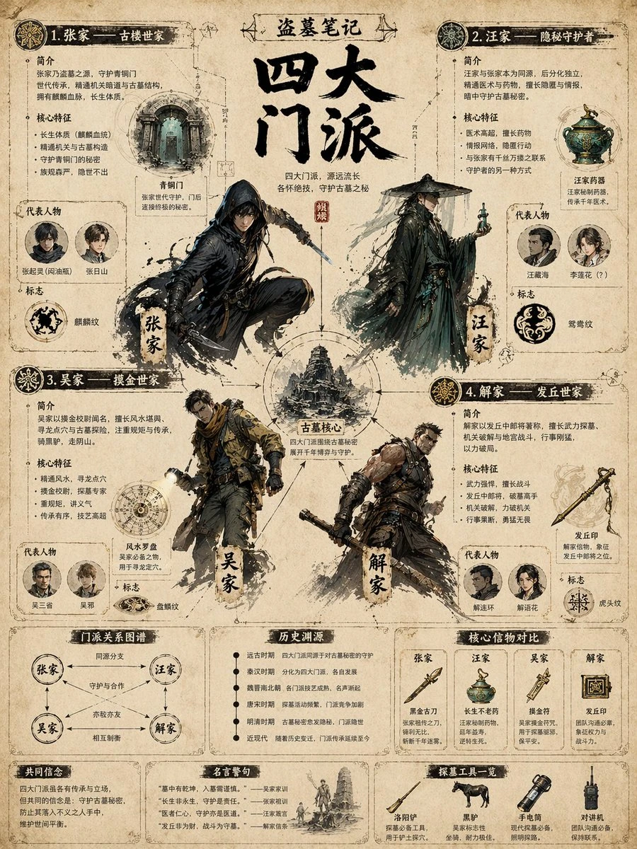 盗墓笔记四大门派设定图