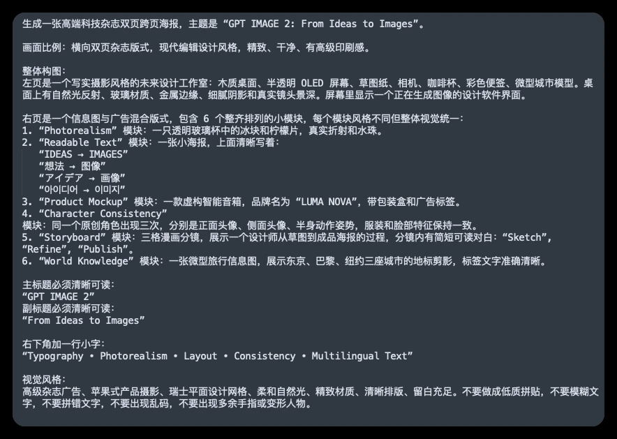 GPT IMAGE 2杂志海报提示词